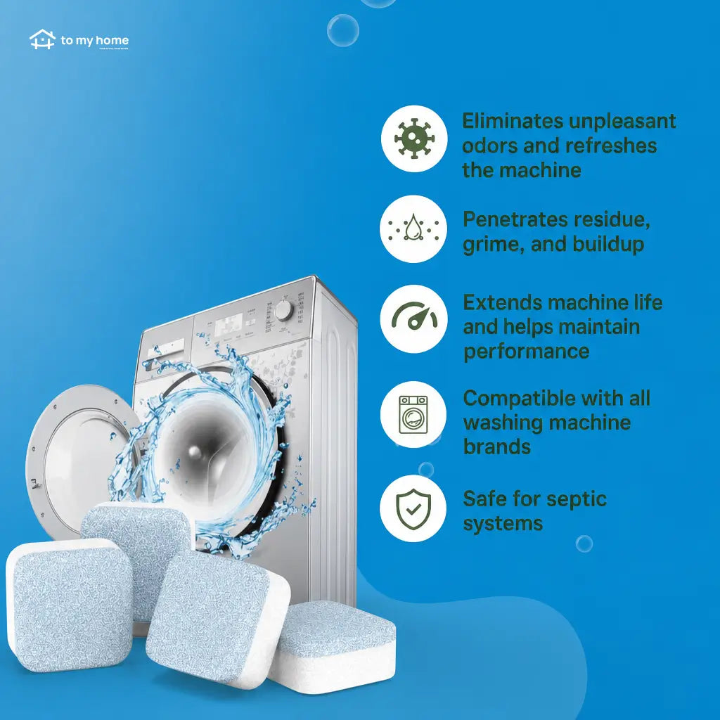 Washing Machine Cleaner Tablets, 12-Pack Deep Descaler and Deodorizer for HE Front Load and Top Load Inside Drum Seal Care Tomyhome Global