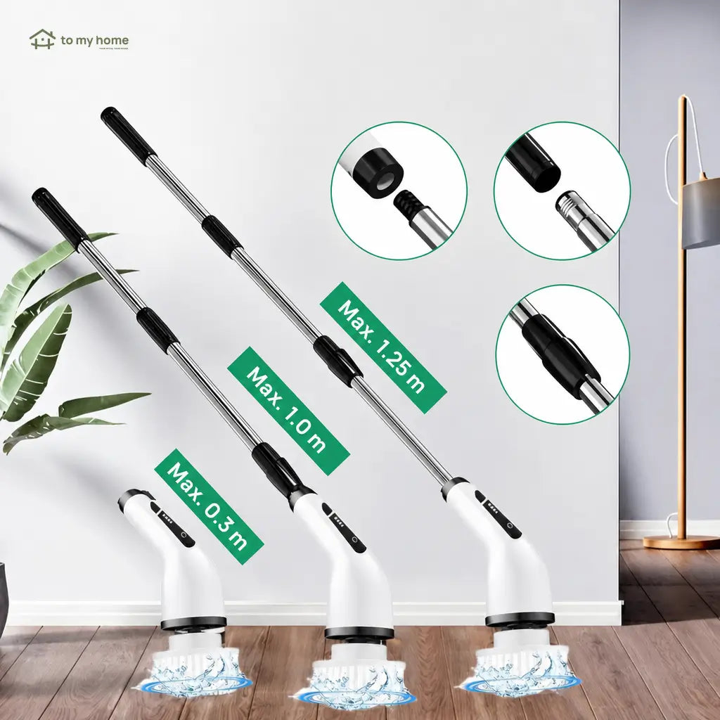 Cordless Electric Spin Scrubber with 9 Brush Heads, Extendable Handle and IPX7 Waterproof Cleaning for Bathrooms, Tile, Tubs and Kitchens Tomyhome Global