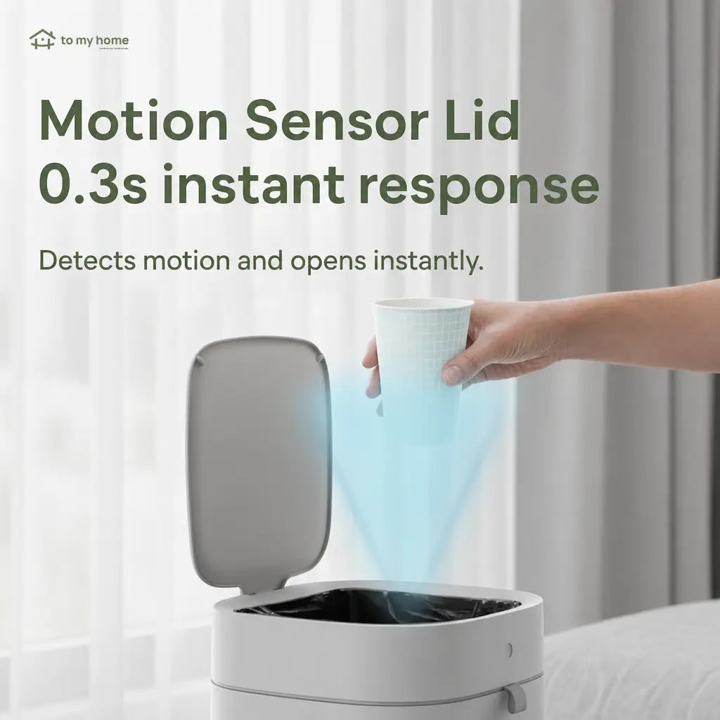 Smart trash can with motion sensor lid, self-sealing bags and odor control for hands-free kitchen, bathroom, bedroom and office waste disposal Tomyhome Global