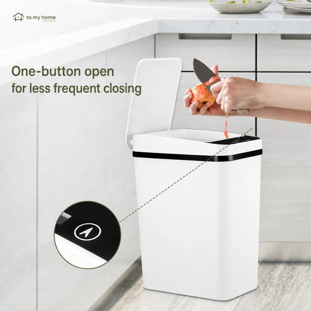 12L Touchless Motion Sensor Trash Can with Airtight Lid, Slim Waterproof Design, and Low-Noise Lid for Kitchen, Bathroom, Bedroom, Office Use Tomyhome Global