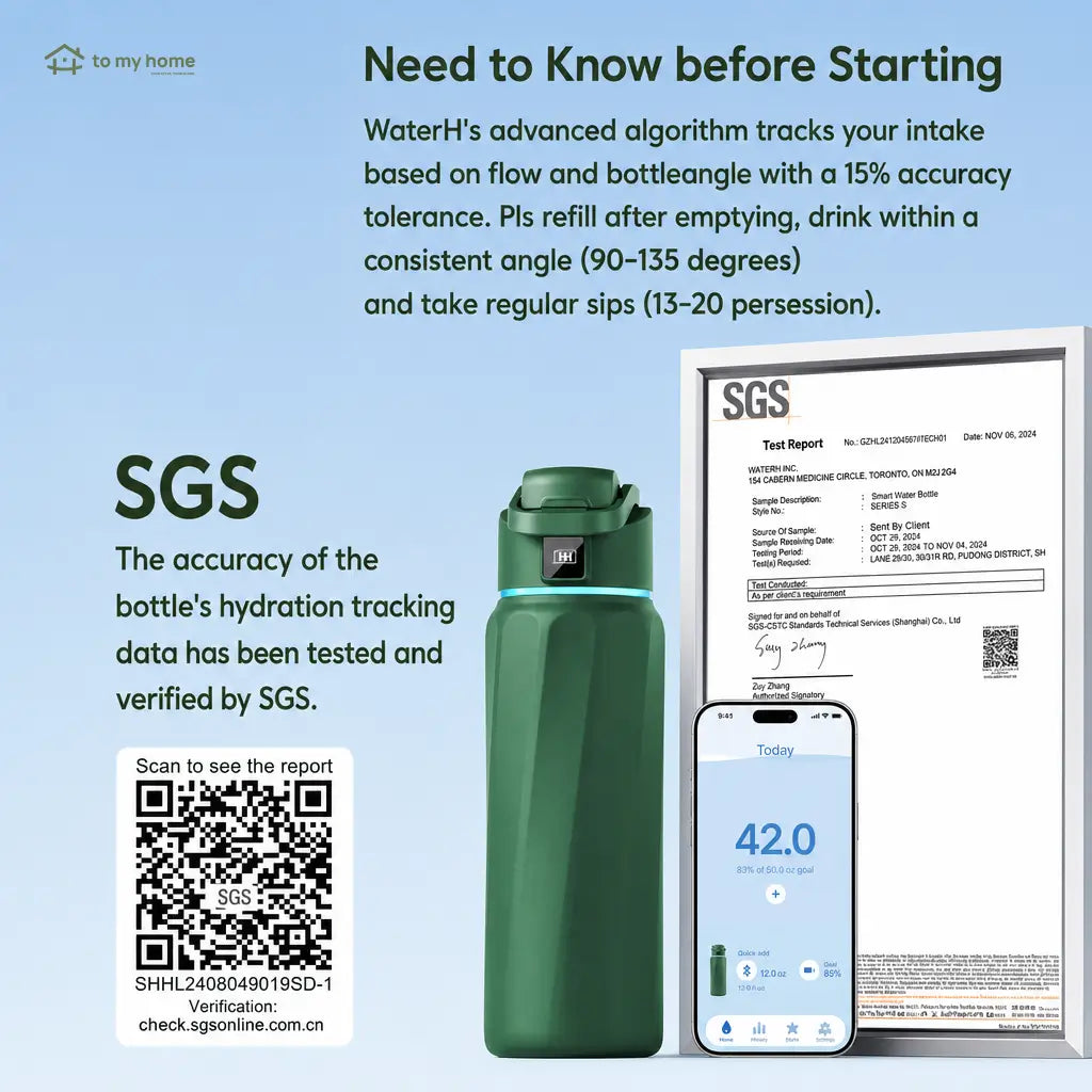 Smart insulated stainless steel water bottle with app tracking, LED reminders, leak-proof design for gym, travel, and daily hydration Tomyhome Global