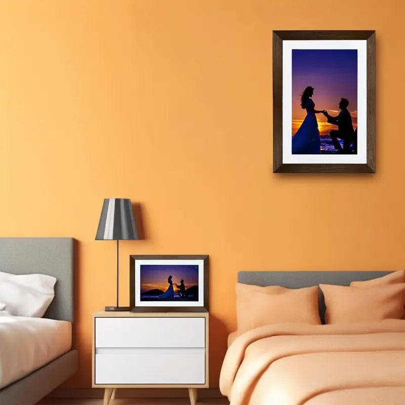 25.6 cm Digital Photo Frame Wood Finish 32GB Memory Home Office Decor Easy Setup Gift for Holiday Birthdays Anniversaries and Family Special Moments