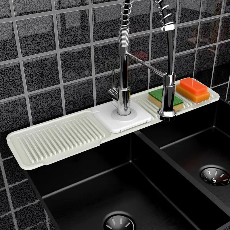 Silicone Sink Faucet Splash Guard Folding Drain Mat Button Lock Protector Drying Pad Kitchen Household Home Utility Sink Drip Catcher Accessory