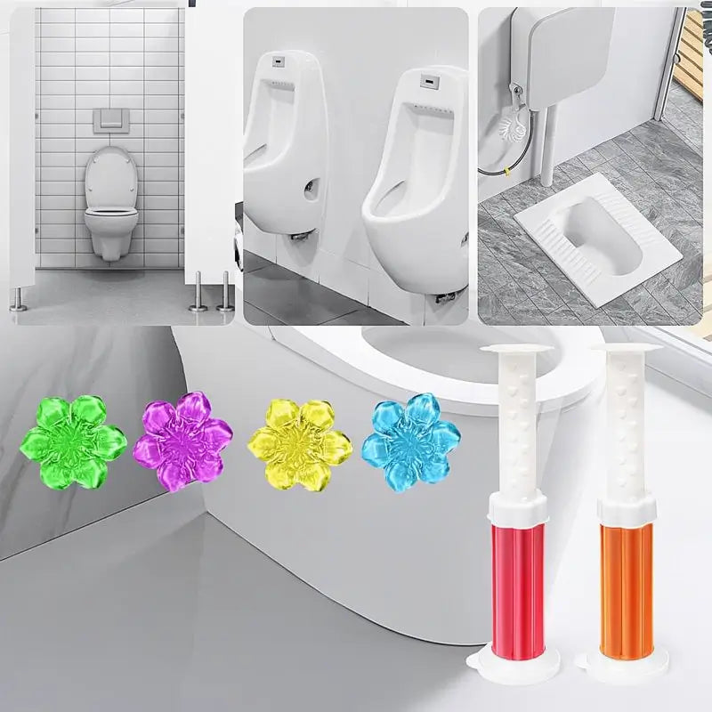 Toilet Gel Stamp Deodorizer Bathroom Air Freshener Long Lasting Scent Effective Bowl Cleaning Home Restroom Hygiene Floral Scent Multi Action Set