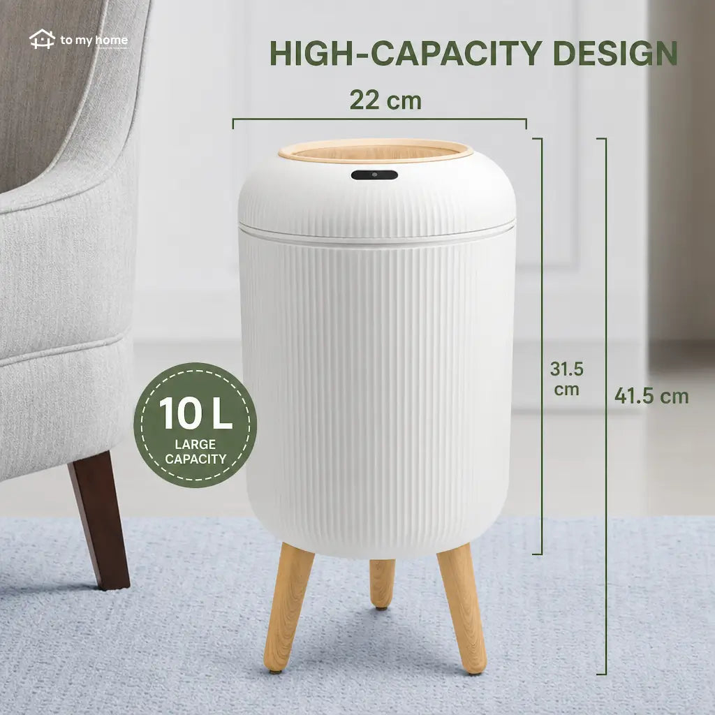 Smart motion sensor trash can with sealed lid, quiet close, and space-saving Nordic style for bathroom, bedroom, kitchen, or home office Tomyhome Global