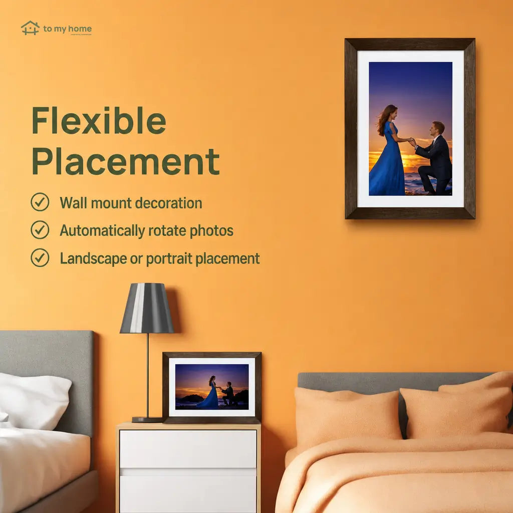 Digital photo frame with 25.7 cm (10.1 in) screen and wood design for home office memory displays and thoughtful everyday gifting Tomyhome Global