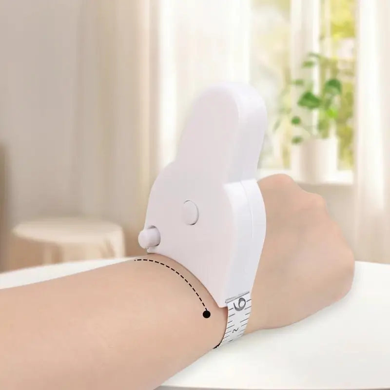 152 cm 3D Body Measuring Tape Fitness Auto-Retractable Tool for Waist Hip Bust Arms Soft Ruler Accurate Circumference White Portable Measuring Tool
