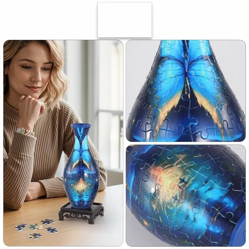 Vase Puzzle 3D Décoratif Pot Jardinière Art Récipient pour Arrangements Floraux Réels Décoration Intérieure Cadeau DIY Créatif Femme Anniversaire Fête des Mères Occasion Spéciale