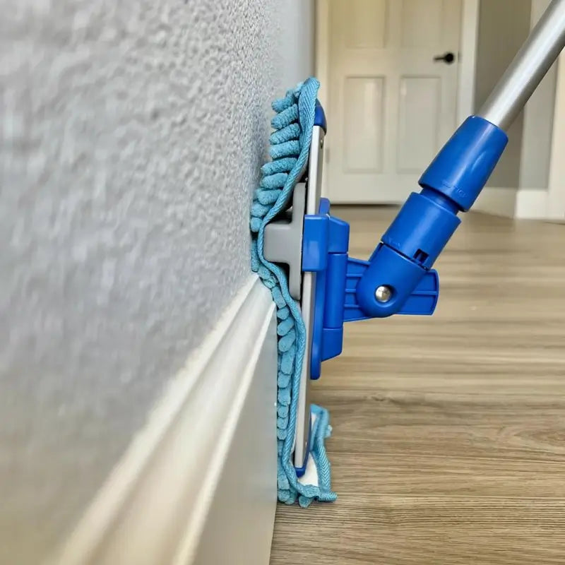 Extendable Baseboard Cleaner Mop with 177.8 cm Handle Washable Microfiber Pads for Dusting Pet Hair and Deep Cleaning Without Bending Over Easily