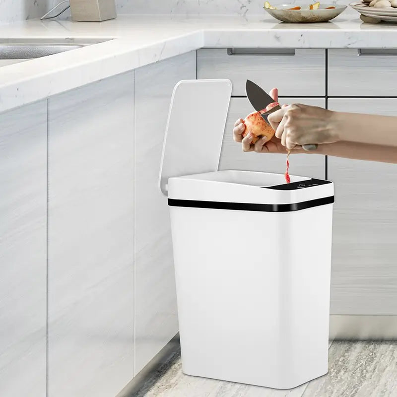 Touchless Automatic Garbage Can 12L Slim Motion Sensor Bin for Bathroom Bedroom Office Kitchen Waterproof Waste Storage Smart Lid Trash Box