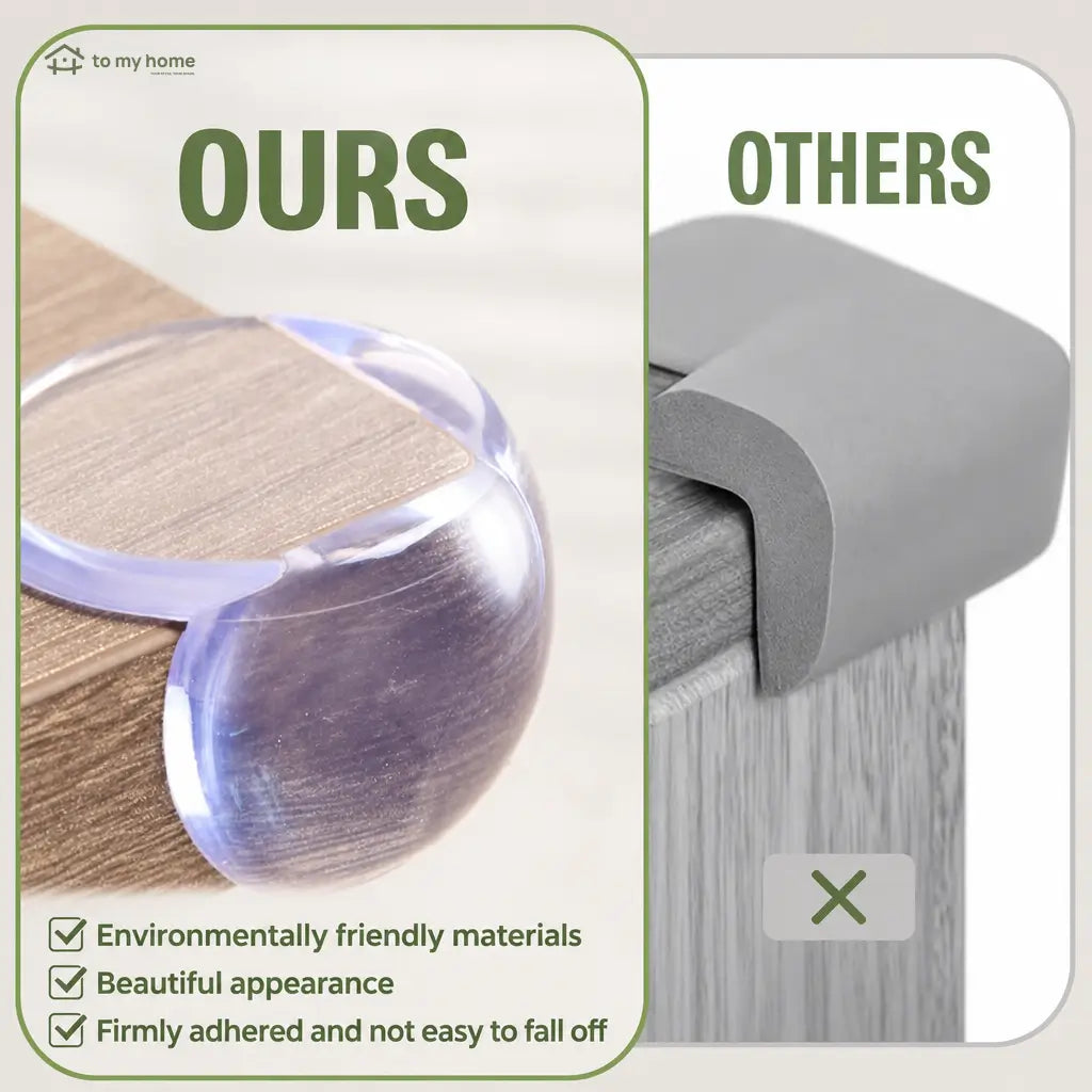 Transparent round corner protectors with extra strong adhesive for safer baby-friendly furniture edges, glass tables and sharp corners around everyday home Tomyhome Global