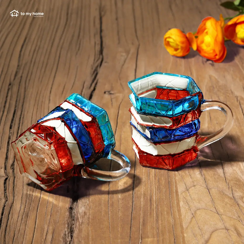 Stackable book-shaped ceramic mug with colorful 3D artwork, heat-resistant handle, reusable coffee cup creative gift for readers at home or office Tomyhome Global