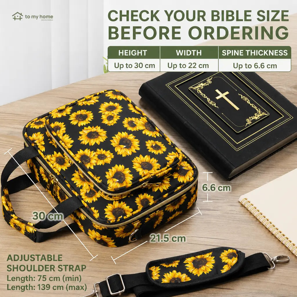 Multi-compartment Bible bag with handles, adjustable shoulder strap and journaling supplies for women’s study, worship and travel at church or home Tomyhome Global