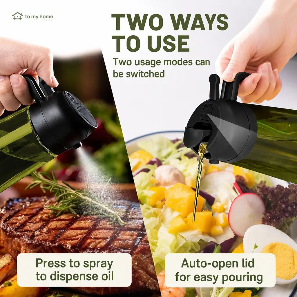 2-Pack Refillable Oil Sprayer and Dispenser Bottles, 470 ml Dark Glass Misters for Air Fryer, BBQ and Everyday Kitchen Cooking Tomyhome Global