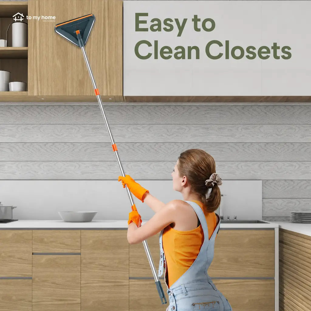 Adjustable long handle wall mop with 360° swivel head and reusable pads for ceilings, baseboards, windows, floors, and hard-to-reach dust cleaning Tomyhome Global