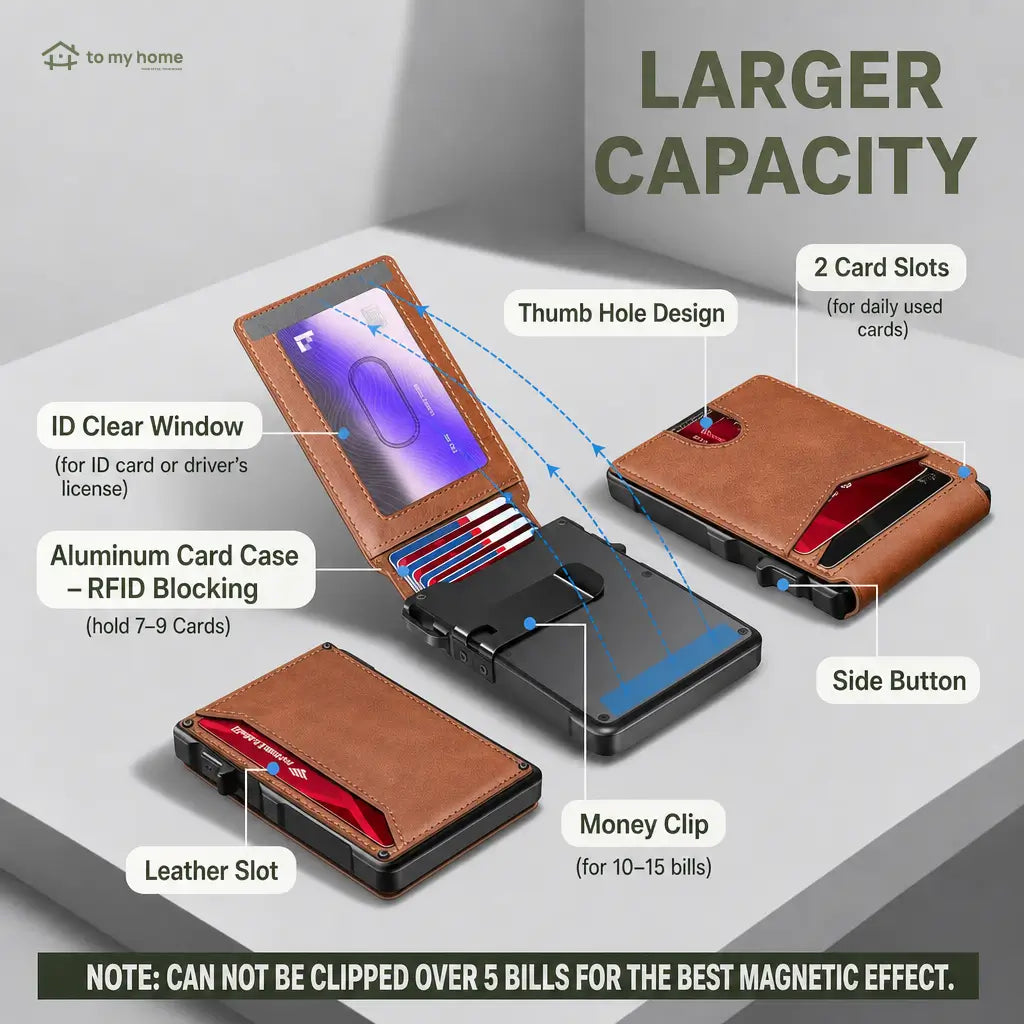 Men’s Slim RFID Blocking Bifold Wallet with Pop-Up Card Access, Removable Money Clip and ID Window for Everyday Pocket Carry Tomyhome Global