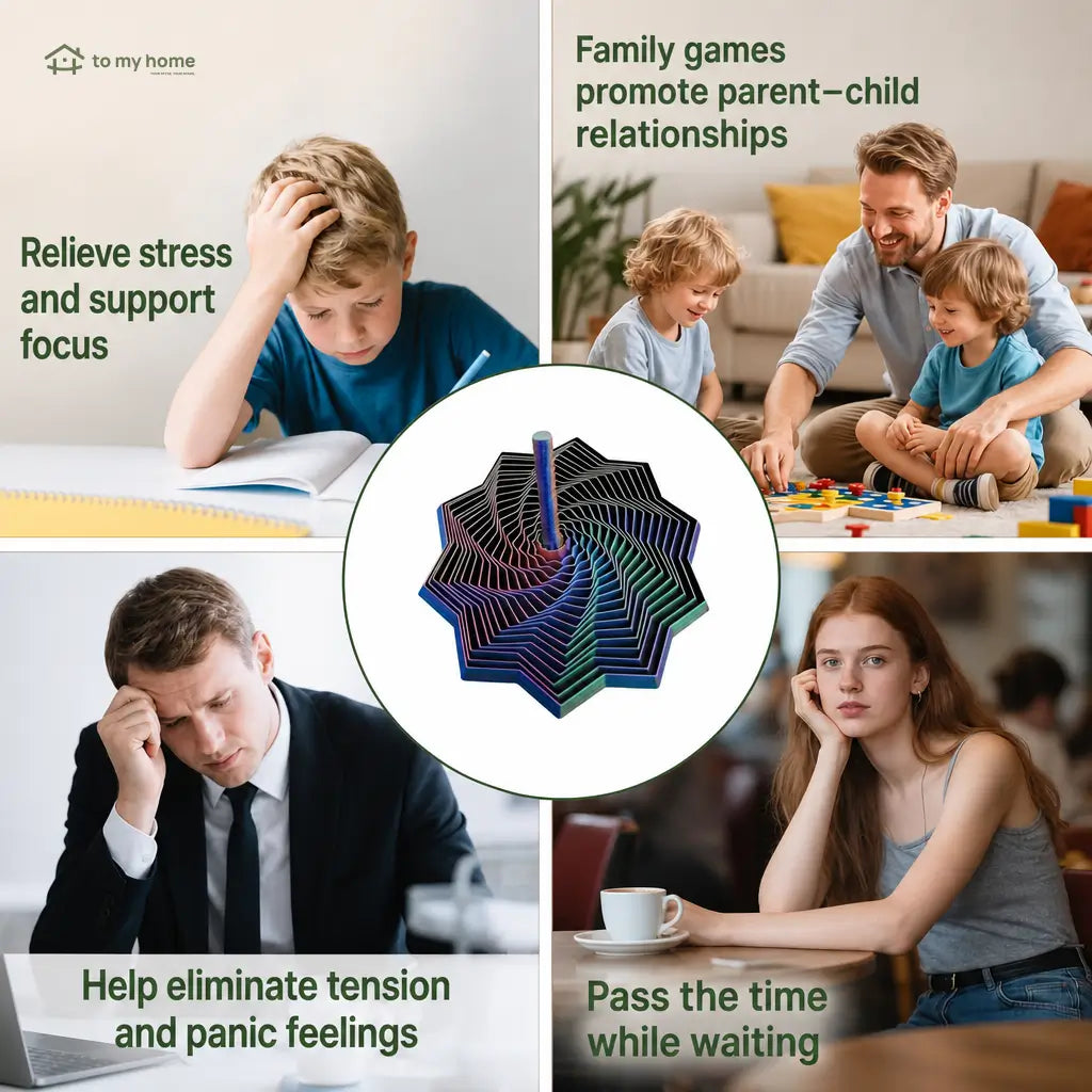 3D Printed Sensory Fidget Star with Whirling Spiral Handle for Desktop Stress Relief, Better Focus and Calming Breaks at Work or Home Tomyhome Global