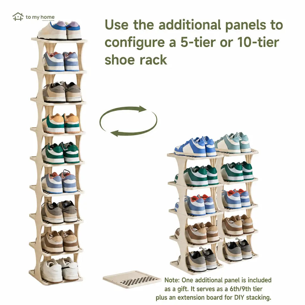 Detachable vertical shoe rack with adjustable 6 or 9 layers for space-saving entryway, bedroom, and closet footwear storage at home Tomyhome Global