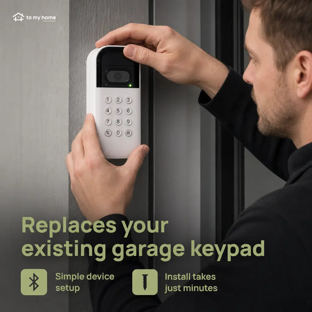 Smart garage door video keypad with wide-angle camera, custom PIN codes, and app control for safer everyday garage access at home or away Tomyhome Global