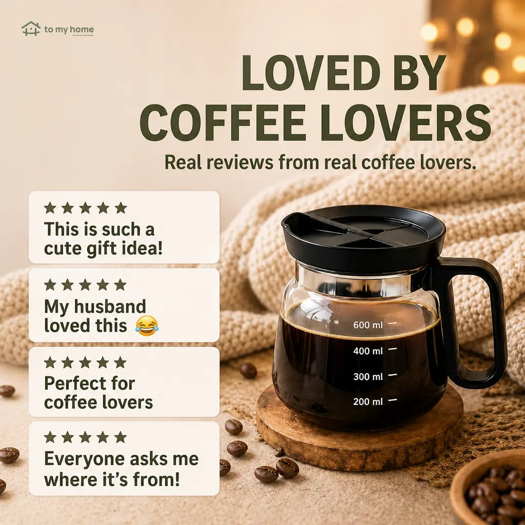 Compact glass coffee pot mug with sip lid, 473 ml (16 oz) novelty drinkware for coffee lovers, office desks and fun gifts Tomyhome Global
