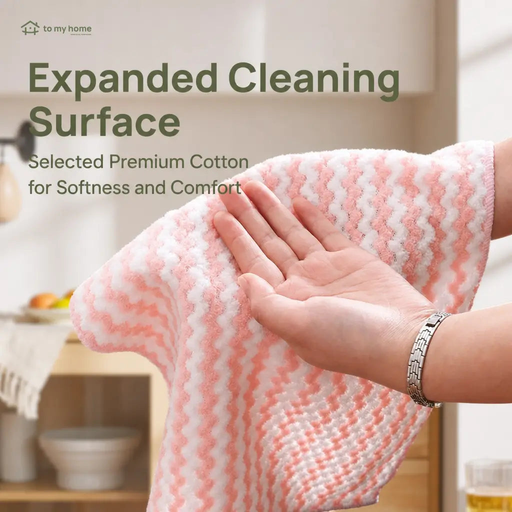 Microfiber cleaning cloths, 10-pack absorbent streak-free towels for dish drying, kitchen washing, striped lint-free everyday chores Tomyhome Global