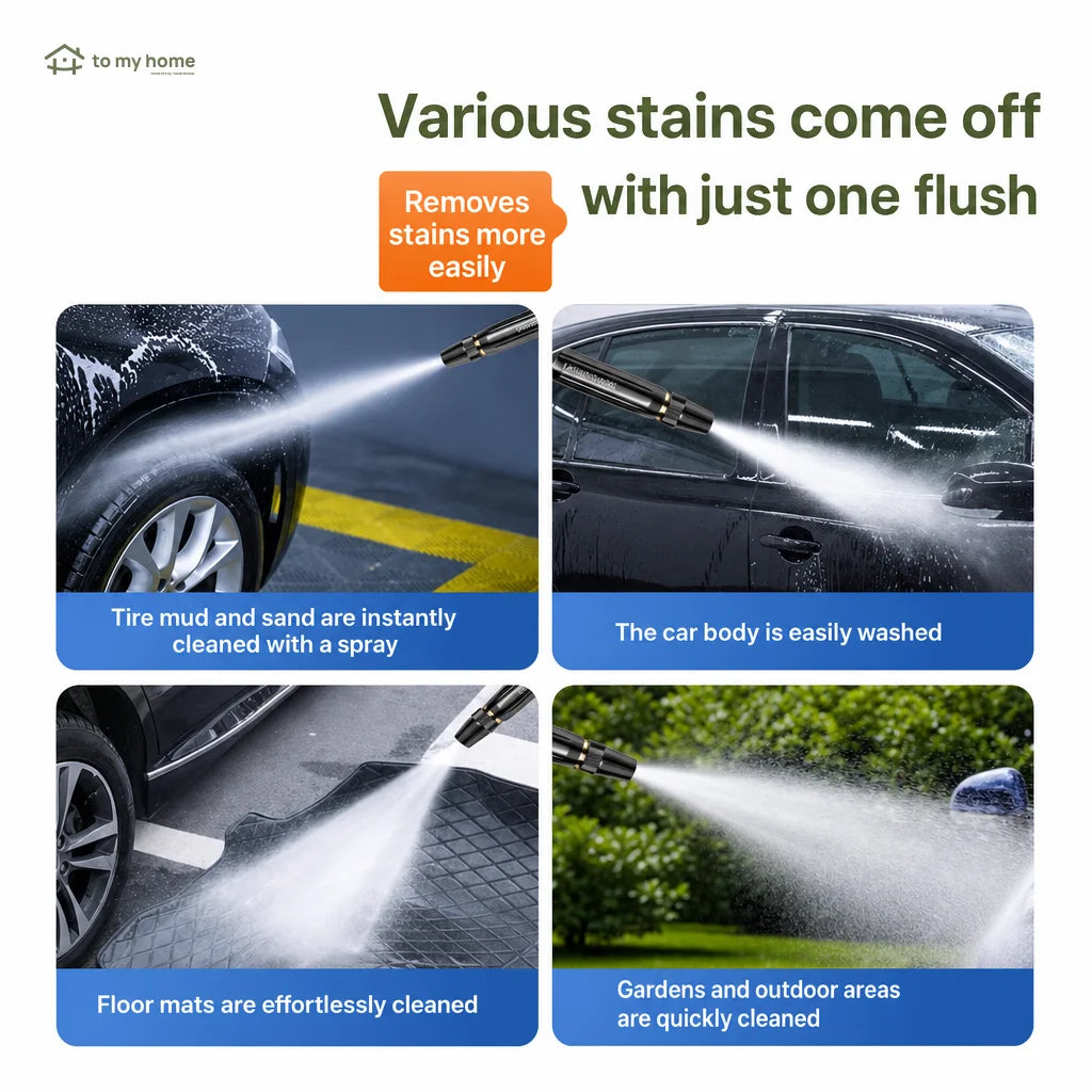 High-Pressure Car Wash Spray Nozzle with Adjustable Patterns for Home Vehicle Cleaning, Garden Watering, Floors, Pet Rinsing and Outdoor Care Tomyhome Global