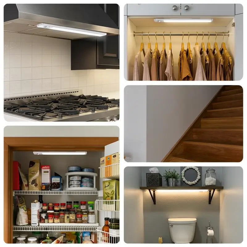 Motion Sensor Under Cabinet Lights 1500mAh USB Rechargeable LED Dimmable Night Light Magnetic for Kitchen Pantry Closet Wardrobe Stairs Sink Home
