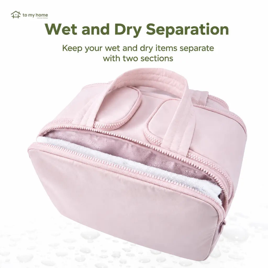 Puffy 4-in-1 travel toiletry bag with waterproof compartments and handles for cosmetics, toiletries, and suitcase organization on weekend getaways and longer trips Tomyhome Global