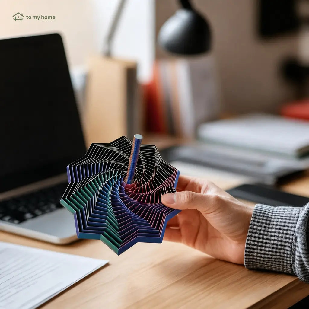 3D Printed Sensory Fidget Star with Whirling Spiral Handle for Desktop Stress Relief, Better Focus and Calming Breaks at Work or Home Tomyhome Global