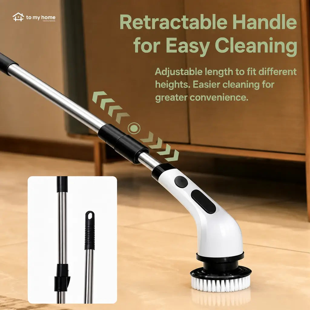 Cordless Electric Spin Scrubber with 9 Brush Heads, Extendable Handle and IPX7 Waterproof Cleaning for Bathrooms, Tile, Tubs and Kitchens Tomyhome Global