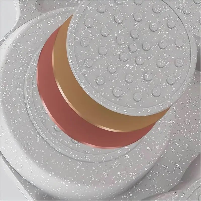 4-Hole Heart-Shaped Pancake Pan Non-Stick Granite Skillet Wood Handle for Egg Omelet Easy-Clean Kitchen Breakfast Cooking Gadget Gift Idea Tool Home