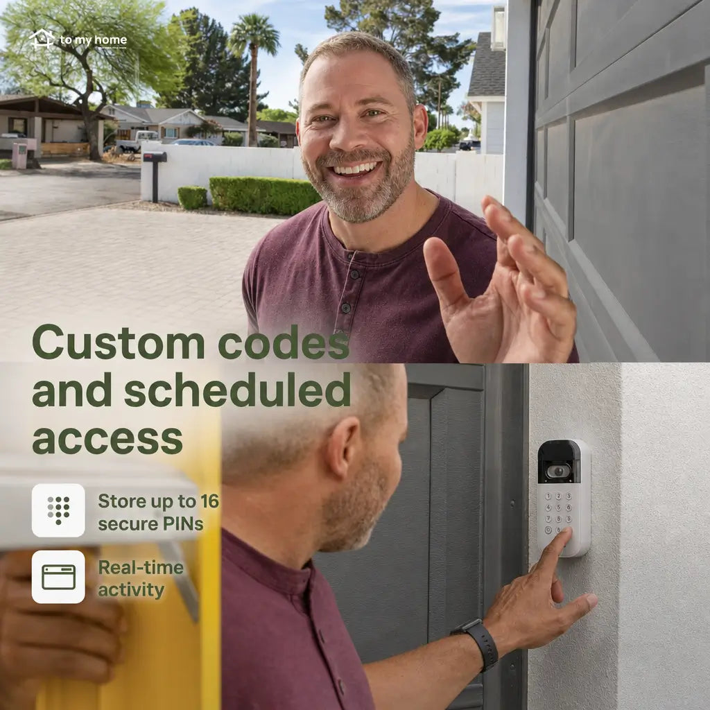 Smart garage door video keypad with wide-angle camera, custom PIN codes, and app control for safer everyday garage access at home or away Tomyhome Global