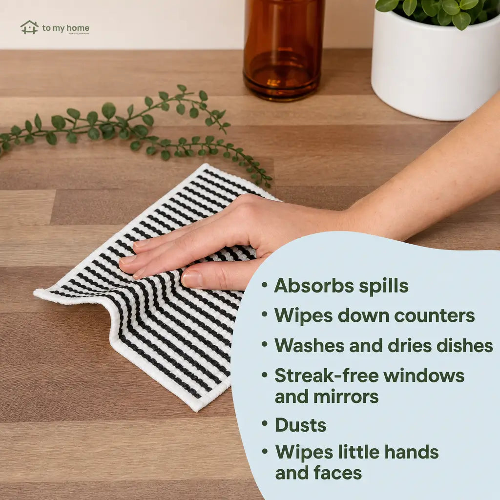 Swedish dishcloths 5 pack, absorbent reusable paper towel alternative for non-scratch kitchen cleaning, countertops, sinks, pots, walls and floors Tomyhome Global