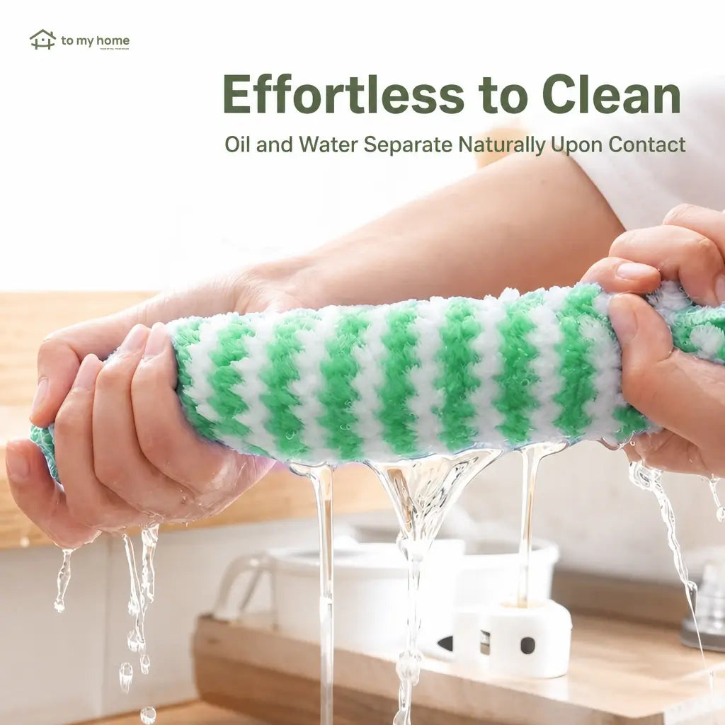 Microfiber cleaning cloths, 10-pack absorbent streak-free towels for dish drying, kitchen washing, striped lint-free everyday chores Tomyhome Global