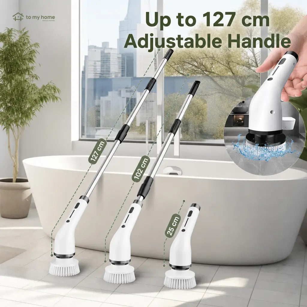Waterproof Cordless Power Scrubber with Adjustable Extension Handle and Replaceable Brush Heads for Bathtubs, Tiles, Windows and Everyday Deep Cleaning Tomyhome Global