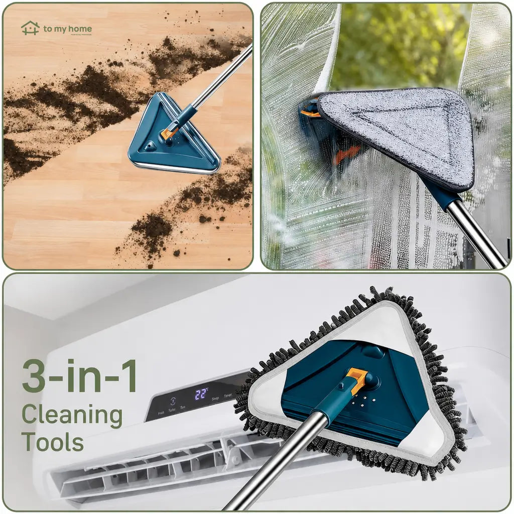 Adjustable long handle wall mop with 360° swivel head and reusable pads for ceilings, baseboards, windows, floors, and hard-to-reach dust cleaning Tomyhome Global