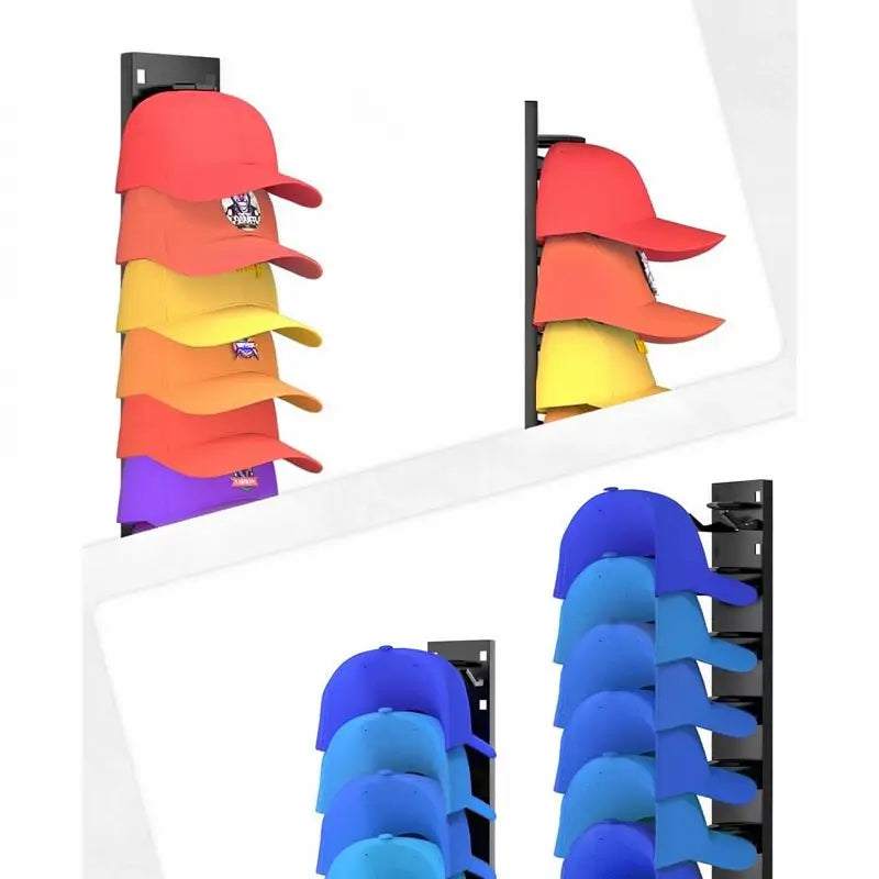 Wall Mounted Baseball Cap Rack Hat Organizer Adhesive Mount Storage for Closet Door Bedroom Space Saving Hat Display Easy Access Sturdy Pack of 2