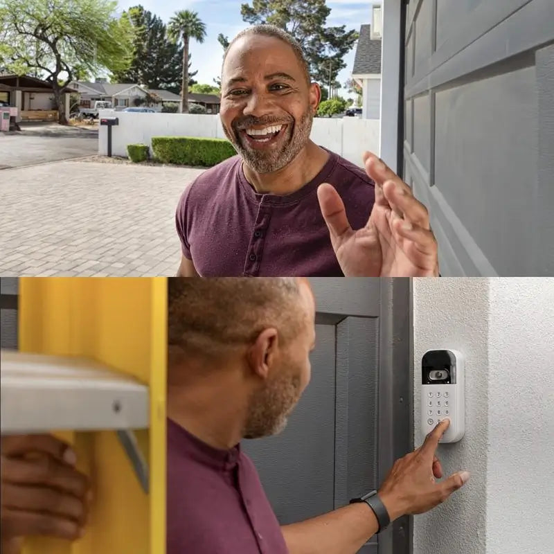 Smart Garage Door Video Keypad with Wide-Angle Camera and PIN Codes for Secure Remote Access and Monitoring via Mobile App to Enhance Home Security