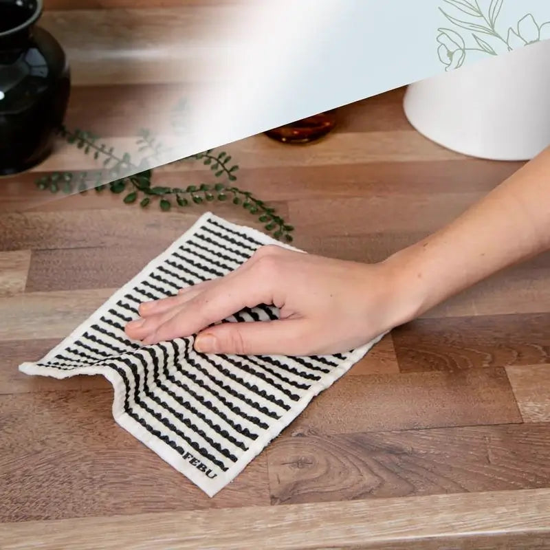 Strofinacci Svedesi Confezione 5 Pezzi Spugne Riutilizzabili Cotone Lavabili Assorbenti Biodegradabili Antigraffio Panni Cucina per Casa Lavello Set Uso Quotidiano