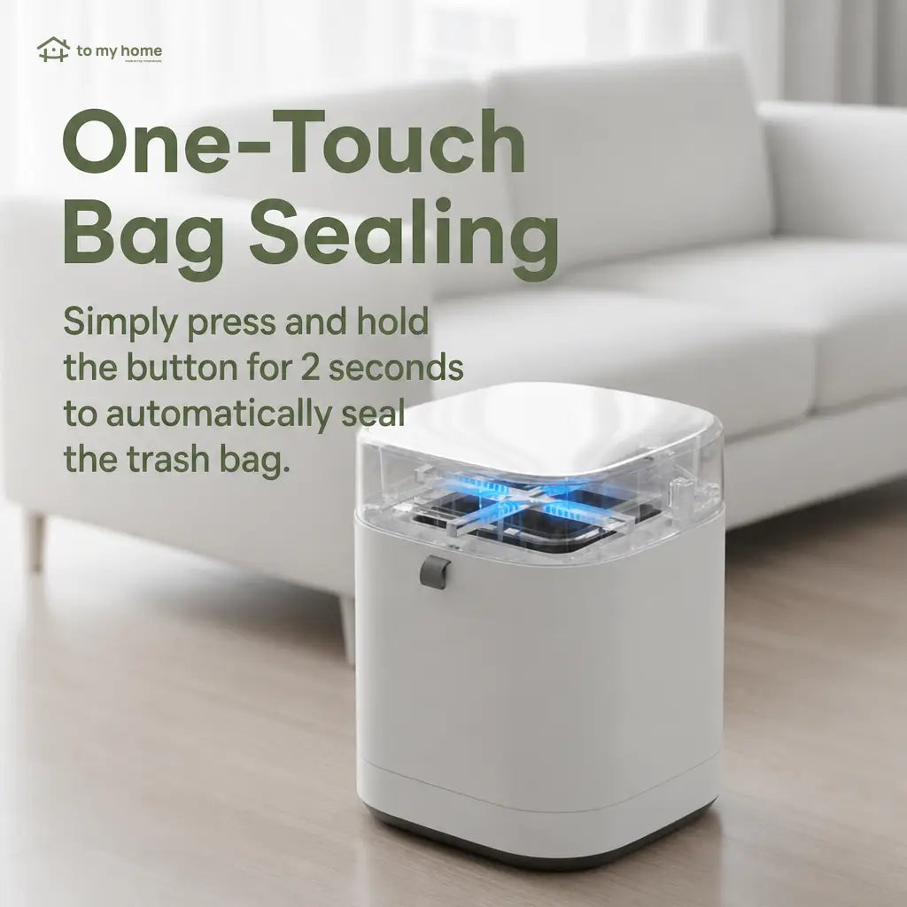 Smart trash can with motion sensor lid, self-sealing bags and odor control for hands-free kitchen, bathroom, bedroom and office waste disposal Tomyhome Global