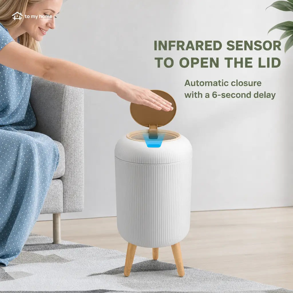 Smart motion sensor trash can with sealed lid, quiet close, and space-saving Nordic style for bathroom, bedroom, kitchen, or home office Tomyhome Global