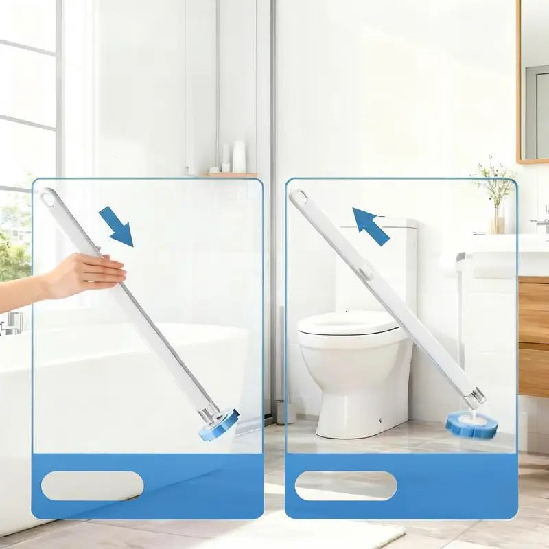 Disposable Toilet Brush Wand Set with Cleaning Refills Wall-Mount Bathroom Scrubbing System for Bowl Sink Bathtub Drain Wash Basin Cleaning Tool