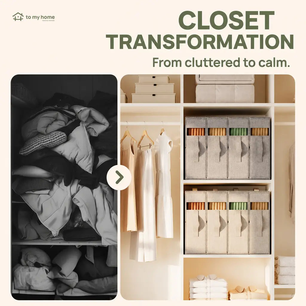 4-Pack Foldable Bed Sheet Storage Boxes with Clear Windows, Labels and Handles for Linen Closets, Blankets, Towels, King and Queen Sets Tomyhome Global