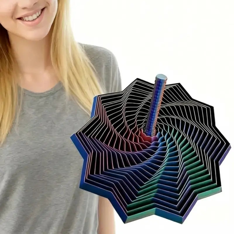 Brinquedo Giratório Espiral Estrela Impresso em 3D com Pega para Alívio de Stress, Movimento Visual Hipnotizante com Som e Luz para Foco no Escritório e Relaxamento Diário