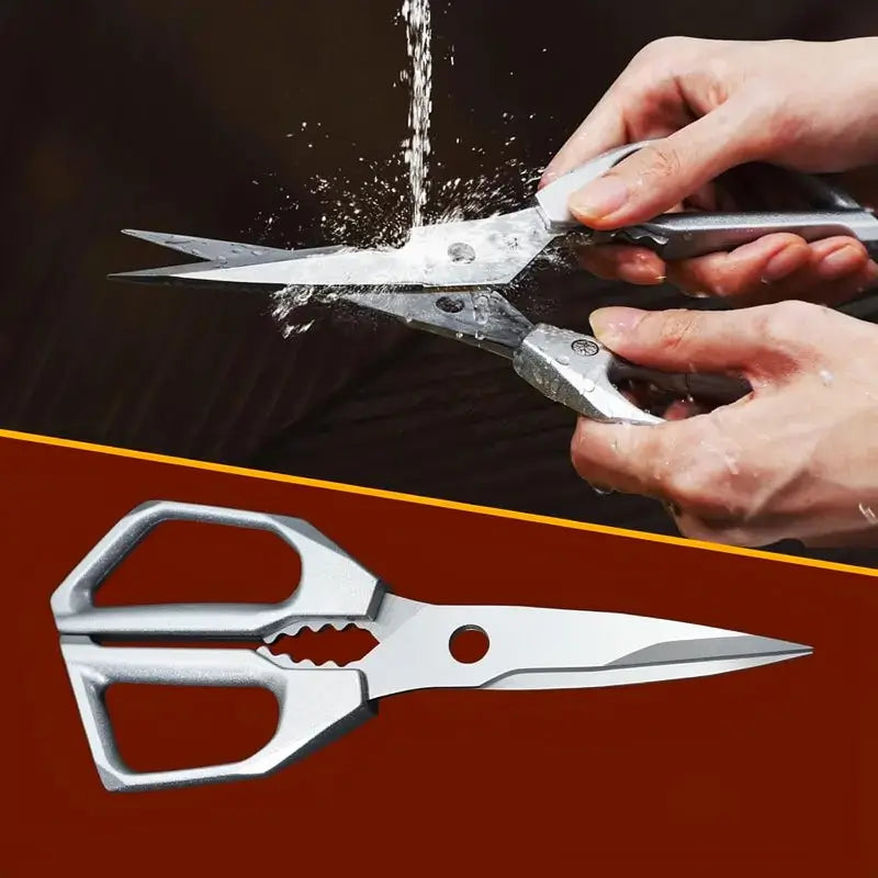 Sharp All-Purpose Stainless Steel Kitchen Scissors Heavy-Duty Poultry Shears Dishwasher Safe Silver Cooking Tool for Chicken Bones Turkey Meat and Food