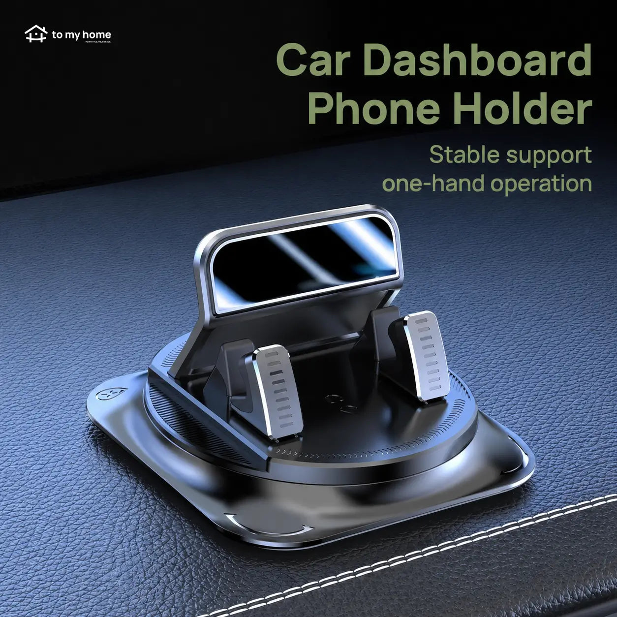 360° Rotating Car Phone Holder with Suction Cup Base for Stable Dashboard Navigation, One-Handed Use, iPhone and Android Phones in Most Cars Tomyhome Global