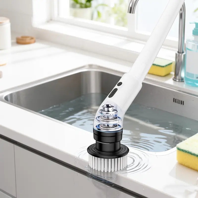 Electric Spin Scrubber Cordless IPX7 Waterproof Cleaning Brush with 9 Brush Heads Extendable Handle 2 Speeds for Shower Bathroom Kitchen Tile and Floor