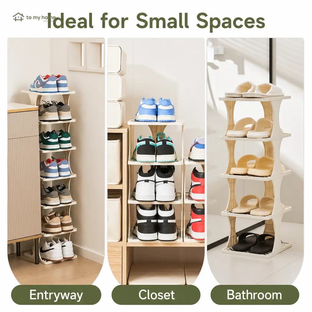 Detachable vertical shoe rack with adjustable 6 or 9 layers for space-saving entryway, bedroom, and closet footwear storage at home Tomyhome Global