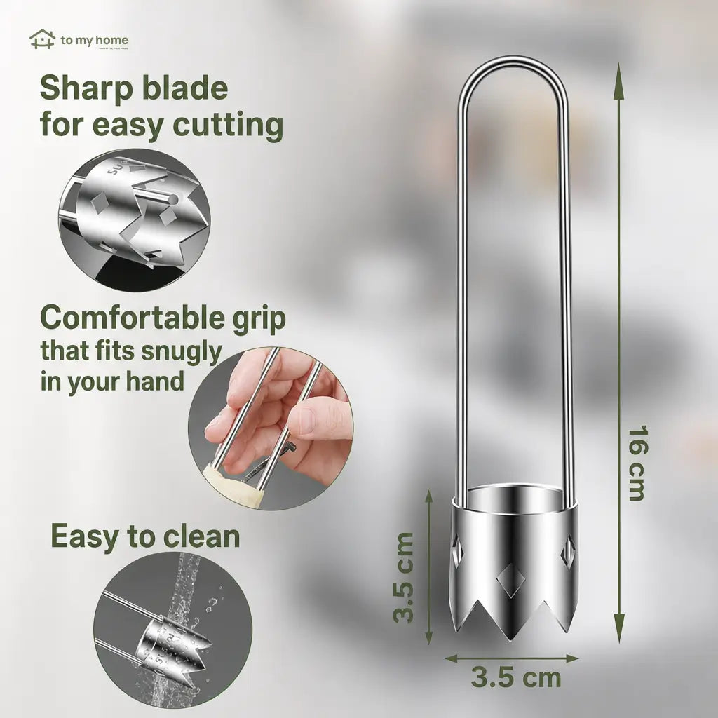 Universal stainless steel core remover set with ergonomic handles for easy fruit, pepper, cucumber, eggplant and apple preparation at home or professionally Tomyhome Global