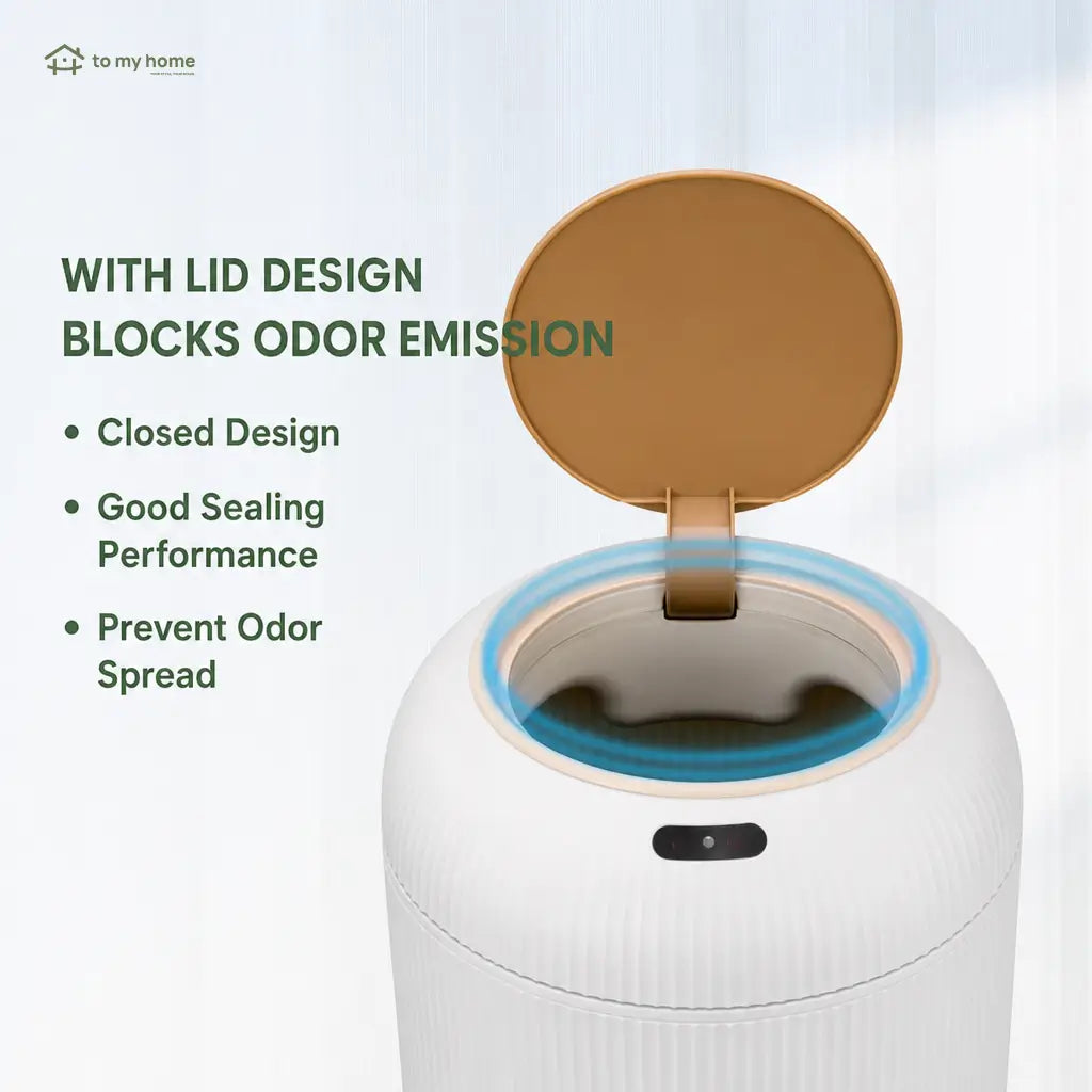 Smart motion sensor trash can with sealed lid, quiet close, and space-saving Nordic style for bathroom, bedroom, kitchen, or home office Tomyhome Global